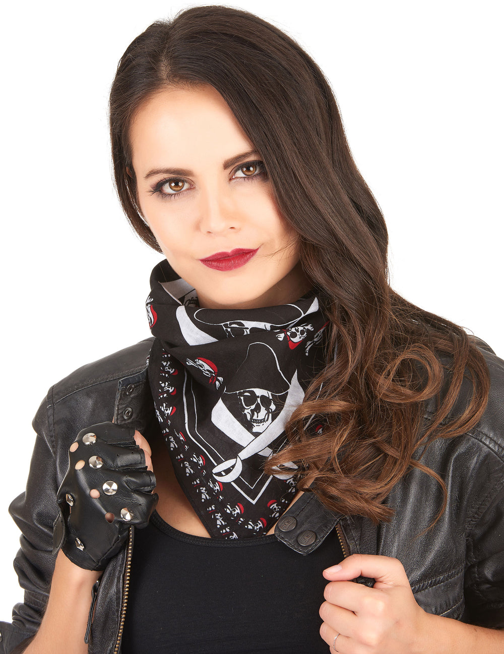 Mise en situation du bandana squelette pirate pour adulte