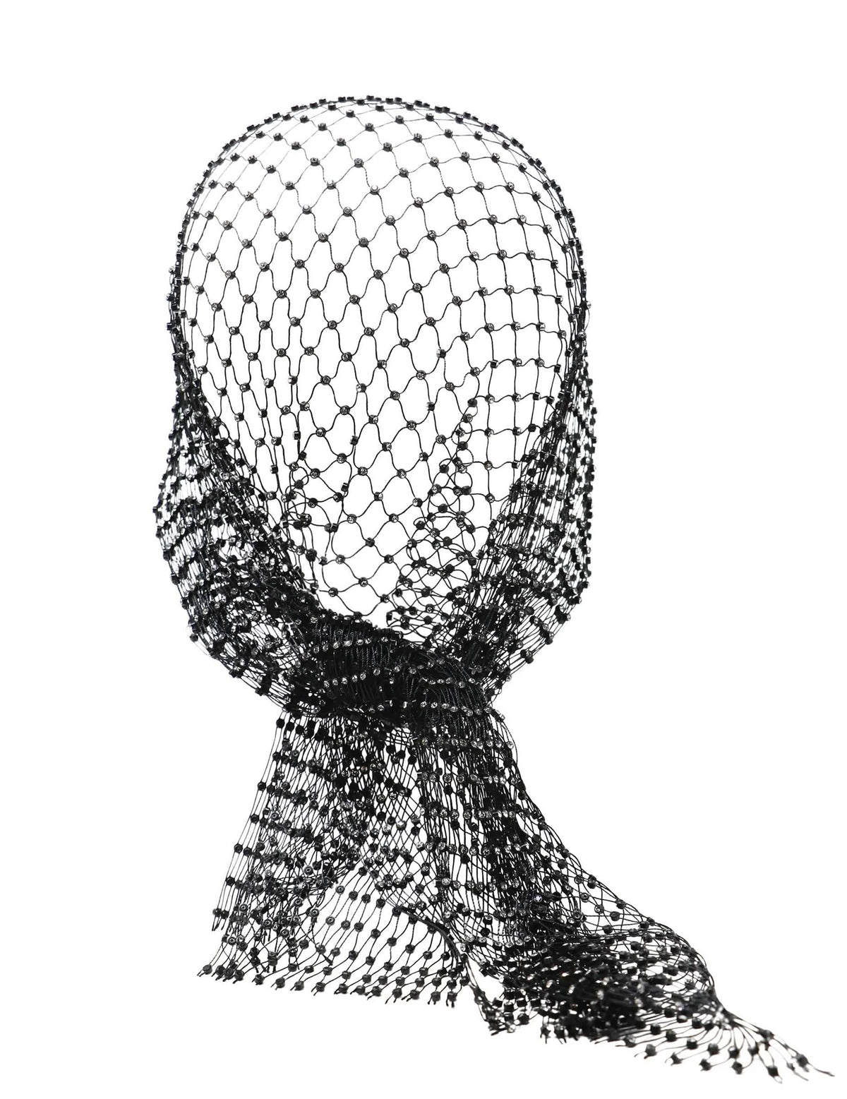 Crna mrežasta bandana sa štrasom za odrasle