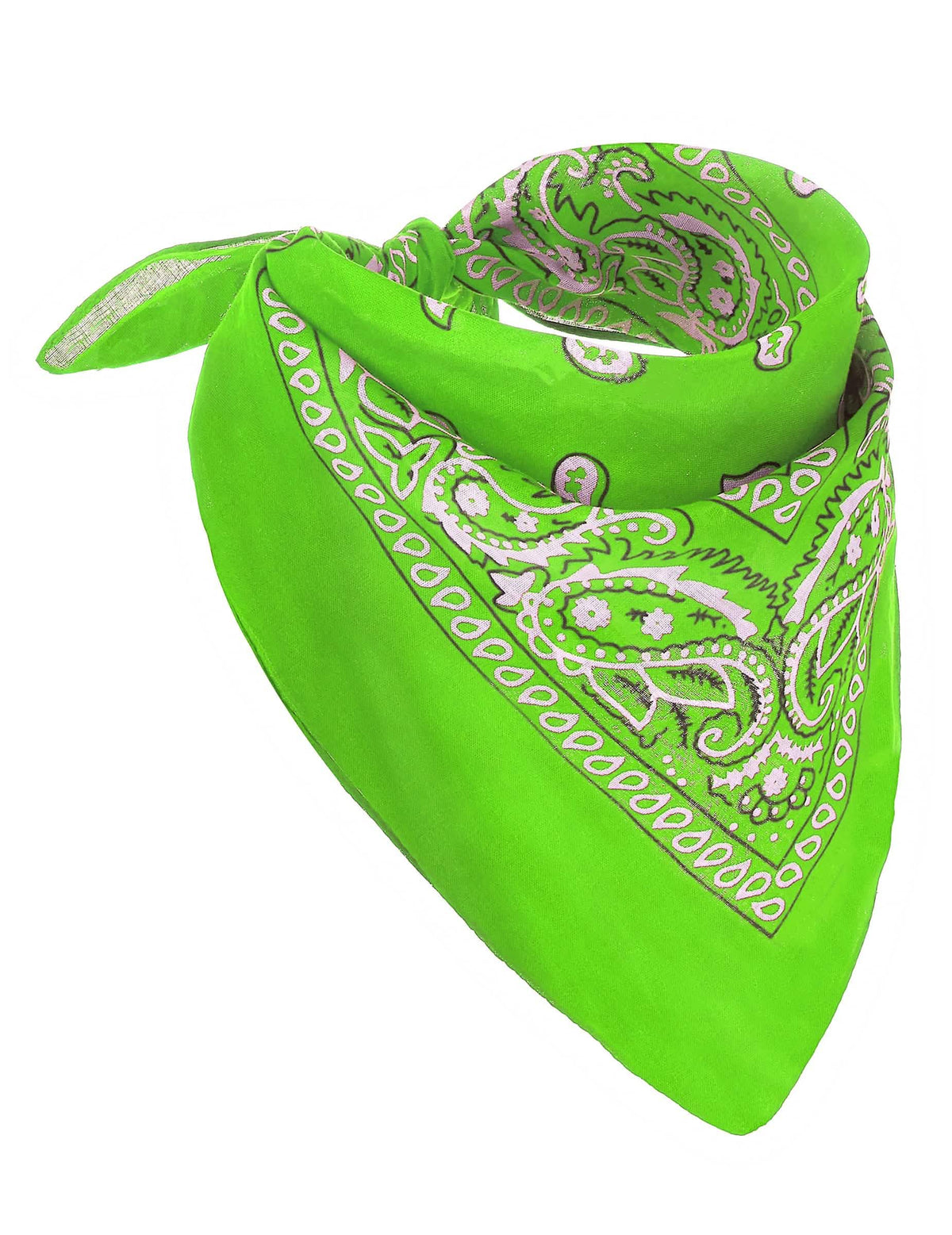 Bandana za odrasli zelena fluo s paisley motivima
