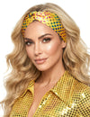 Bandeau disco pour femme jaune à pois multicolores haut de gamme