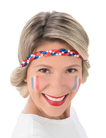 Navijačka traka za glavu Francuske s pletenicom i perlicama