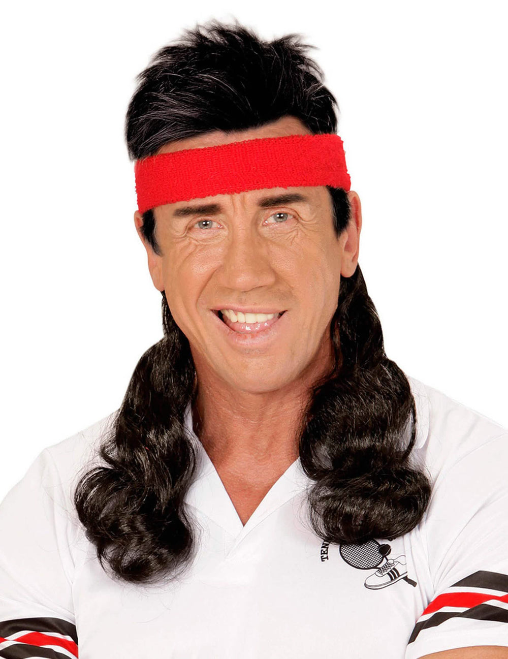 Traka s umetkom mullet iz 80-ih za odrasli crna i crvena