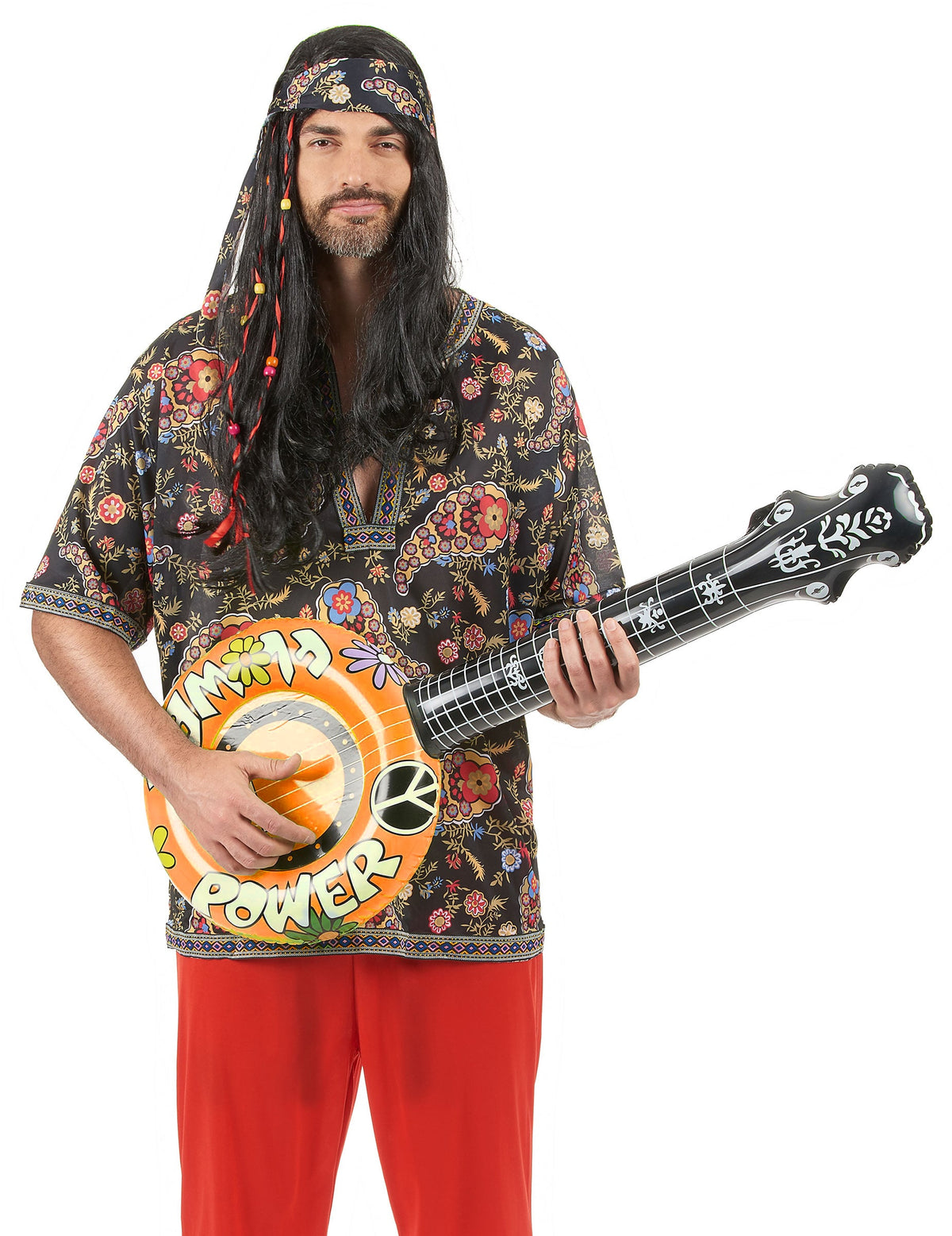 Banjo gonflable hippie pour adulte orange