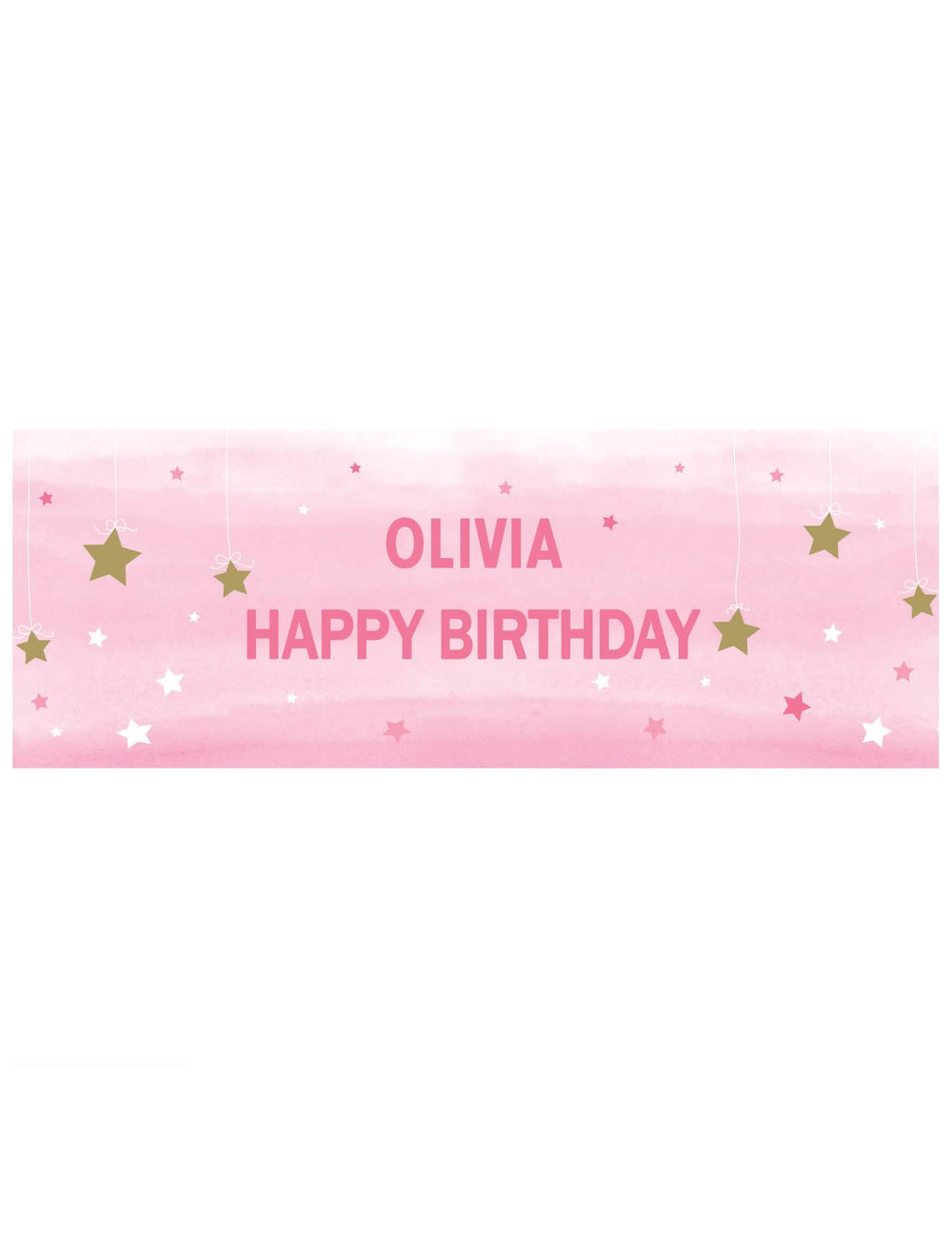 Personalizirani banner za rođendan za dijete roza s zvijezdama i samoljepljivim slovima