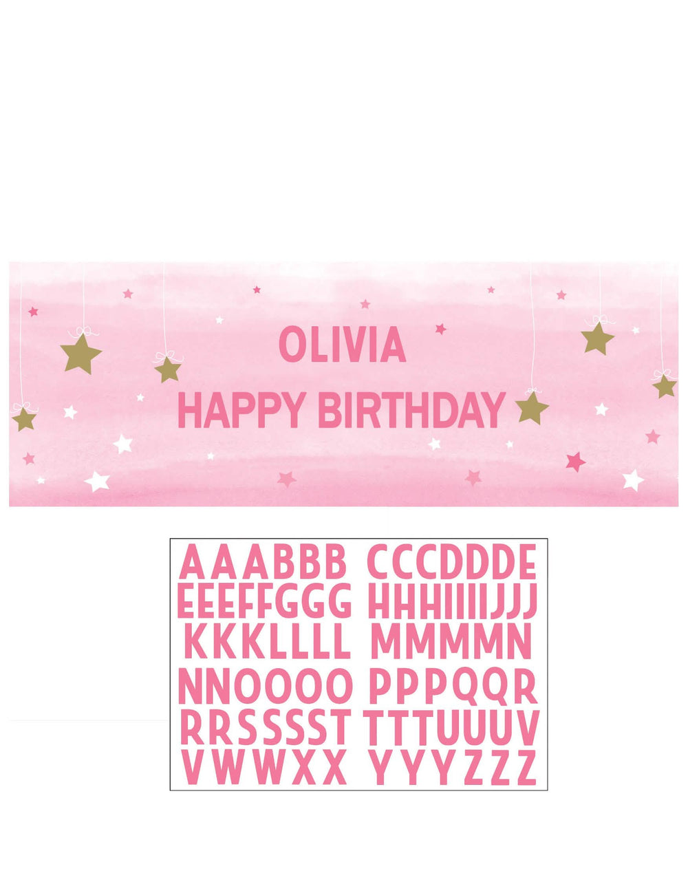 Detalj samoljepljivih slova za personalizirani banner za rođendan za dijete
