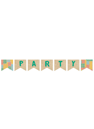 Bannière en carton party always sunny pour décoration anniversaire multicolore aspect kraft