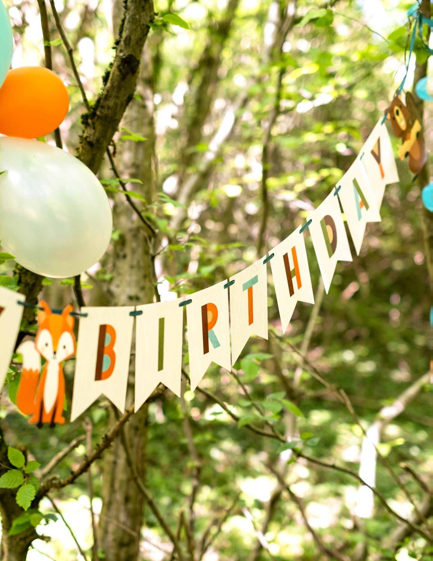 Kartonski baner Sretan rođendan sa šumskim životinjama, 2,4 m