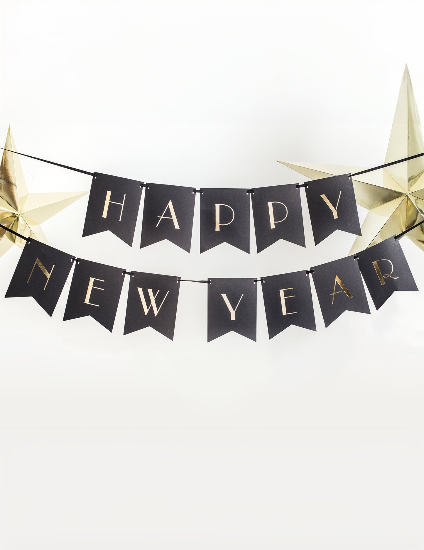 Banner Happy Nova godina crna i zlatna 15 x 170 cm