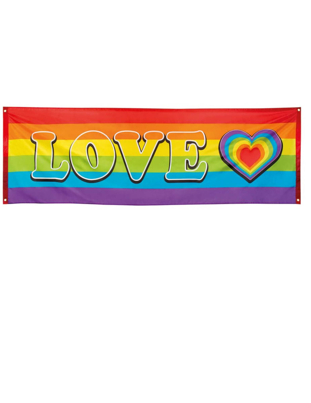 Banderola LOVE višebojno dugina s motivom srca