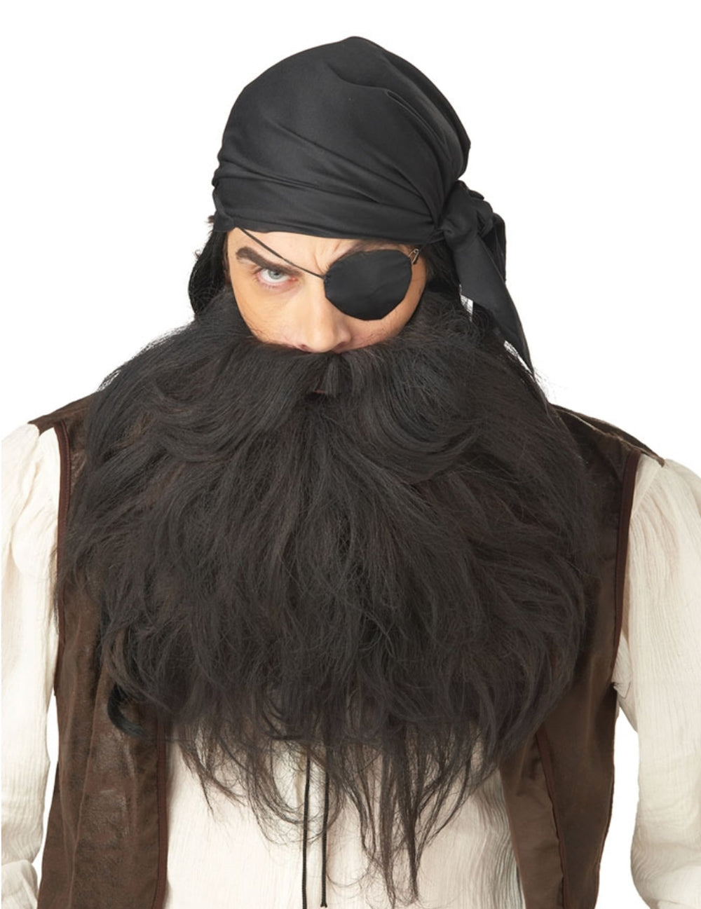 Barbe et moustache de pirate pour homme noir