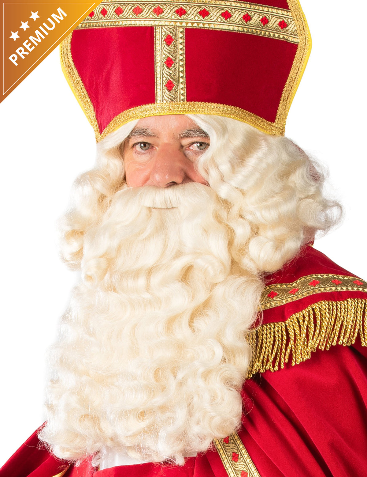 Barbe Saint-Nicolas Luxe pour homme blanche bouclée