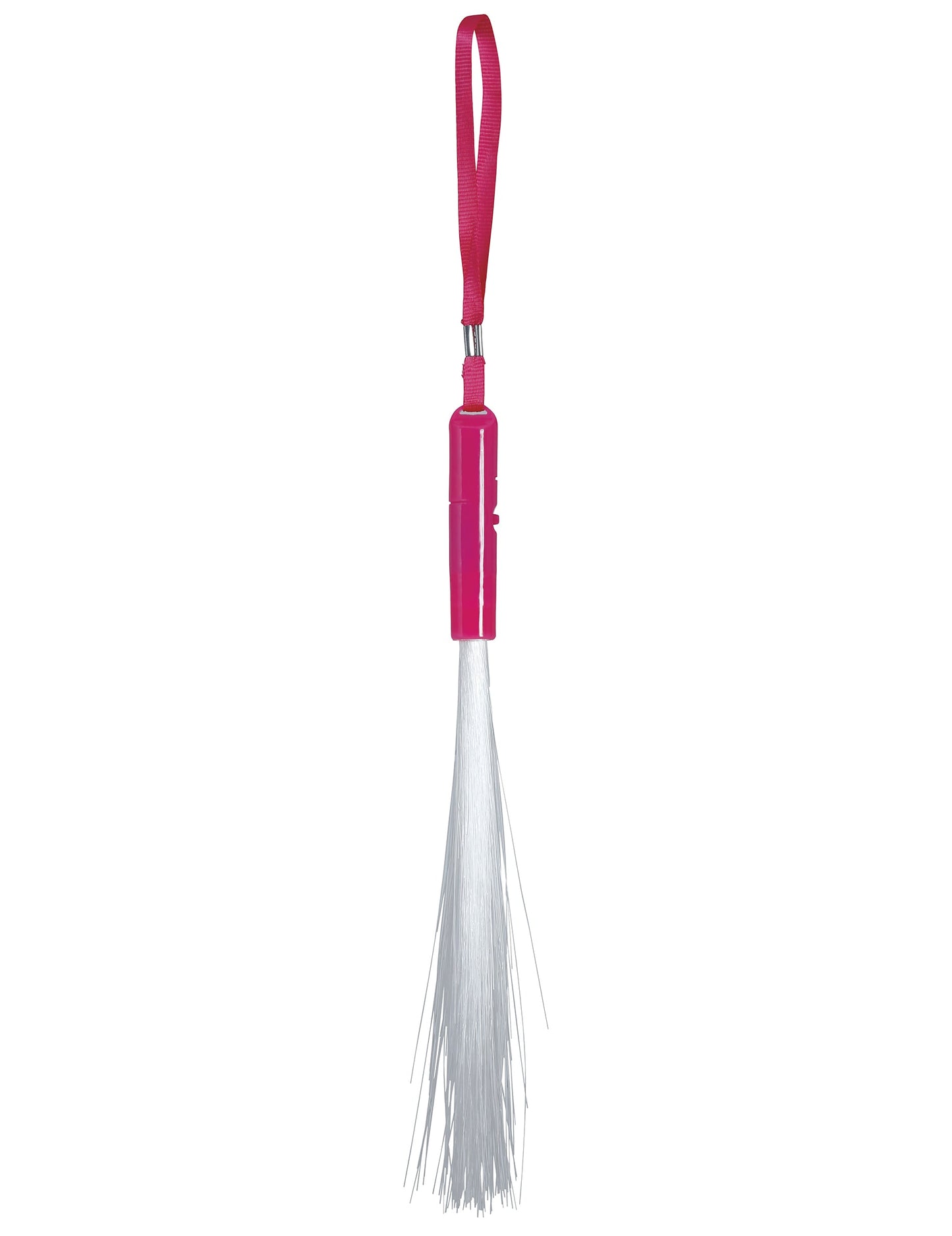 Détail du manche rose et des fibres du baton lumineux fibre optique pour la fête