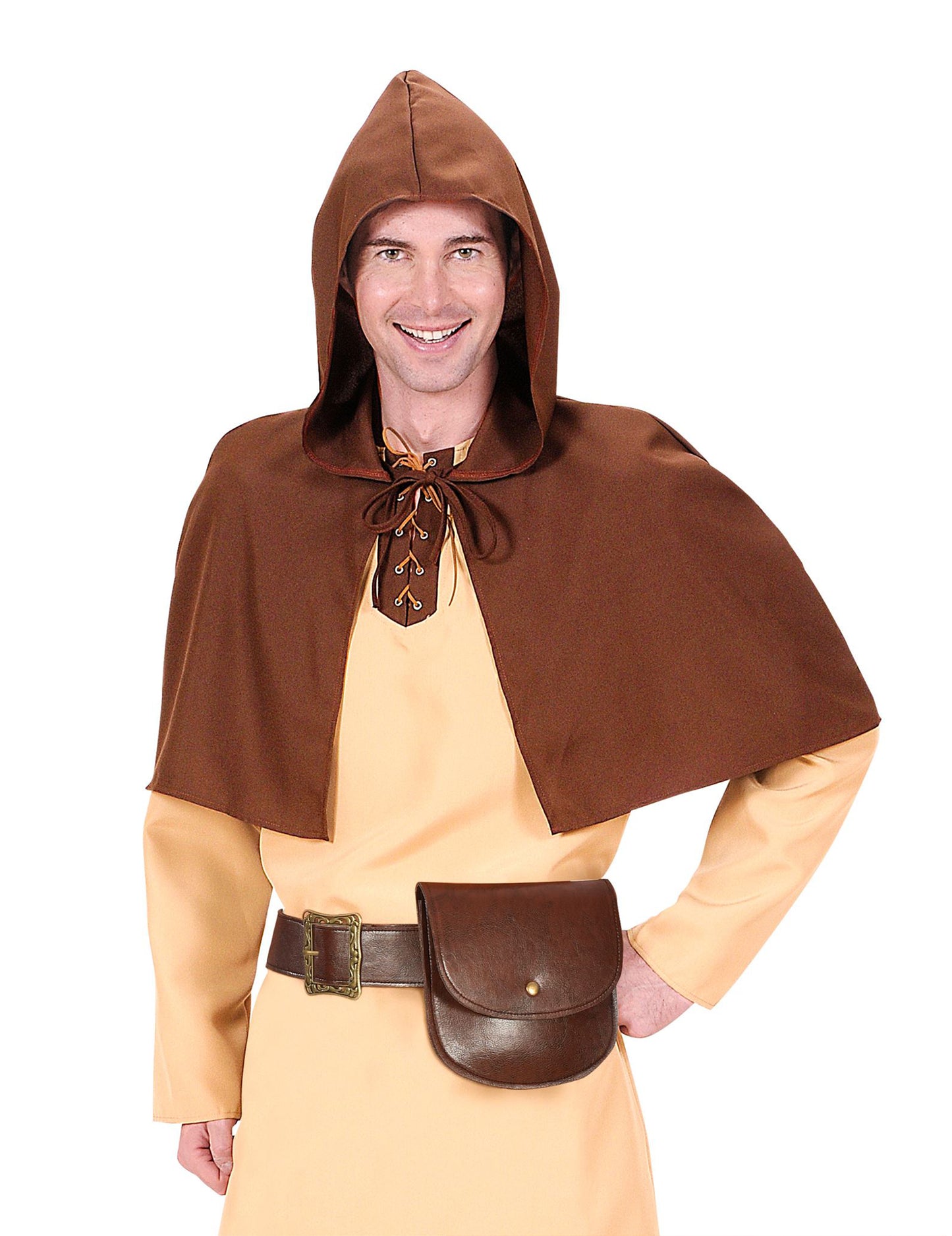 Mise en situation de la besace en faux cuir marron pour adulte