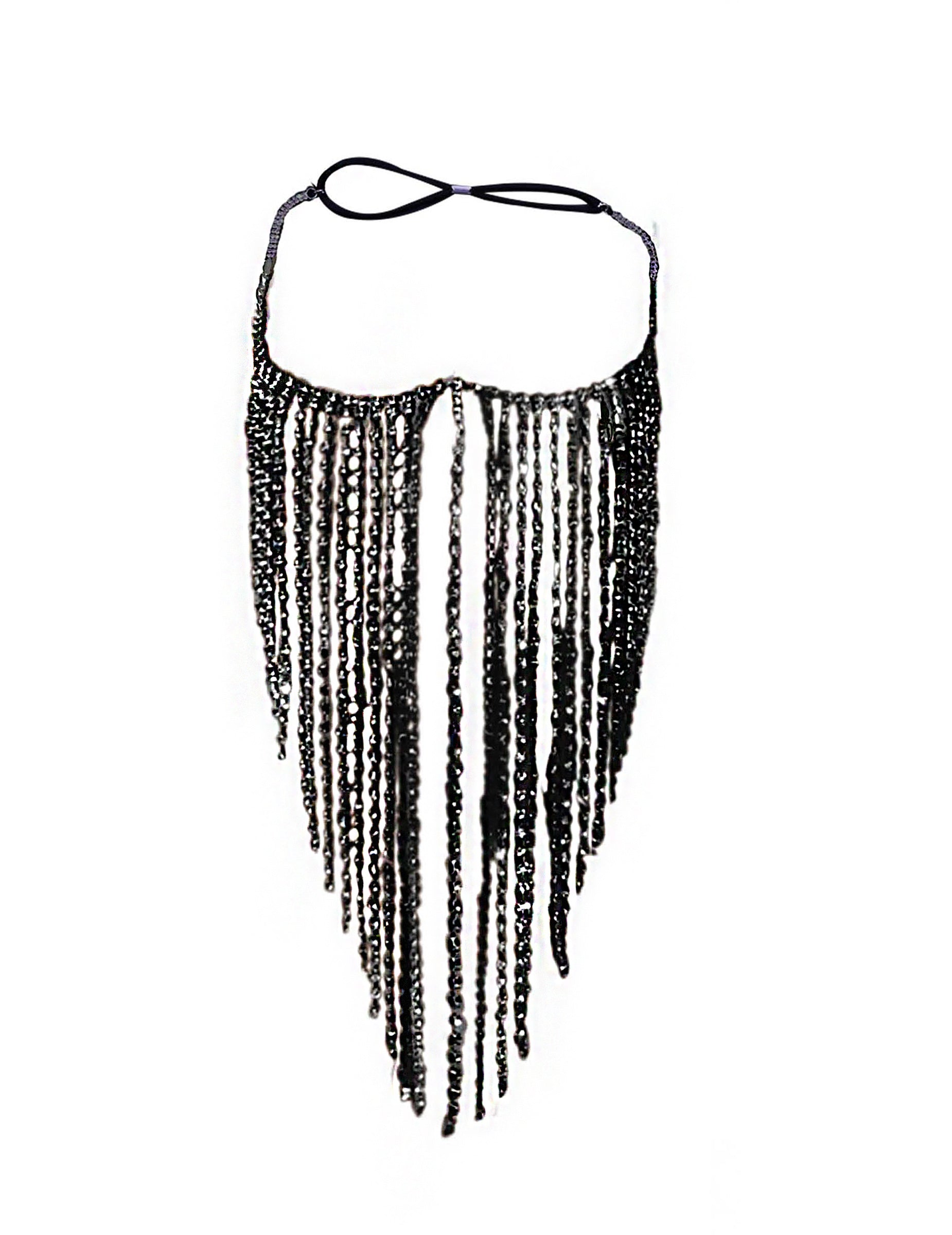 Vue à plat du bijoux de visage à franges pour adulte