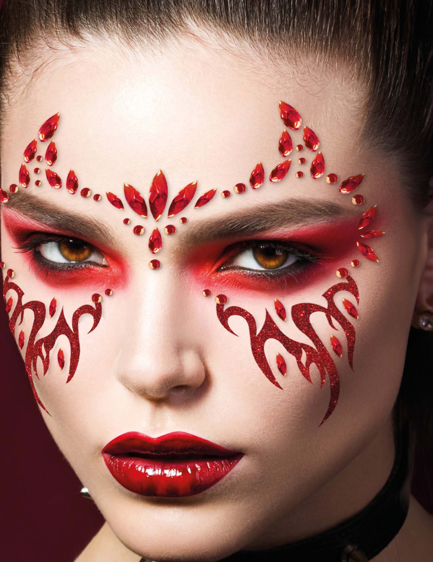 Red Flaming Demon ljepljivi nakit za lice