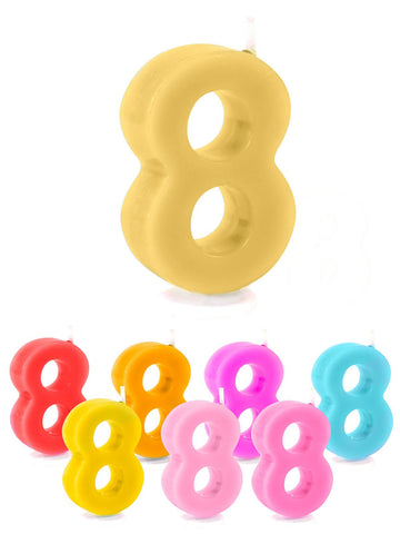 Rođendanska svjećica broj 8 za tortu, višebojna, 6 cm 