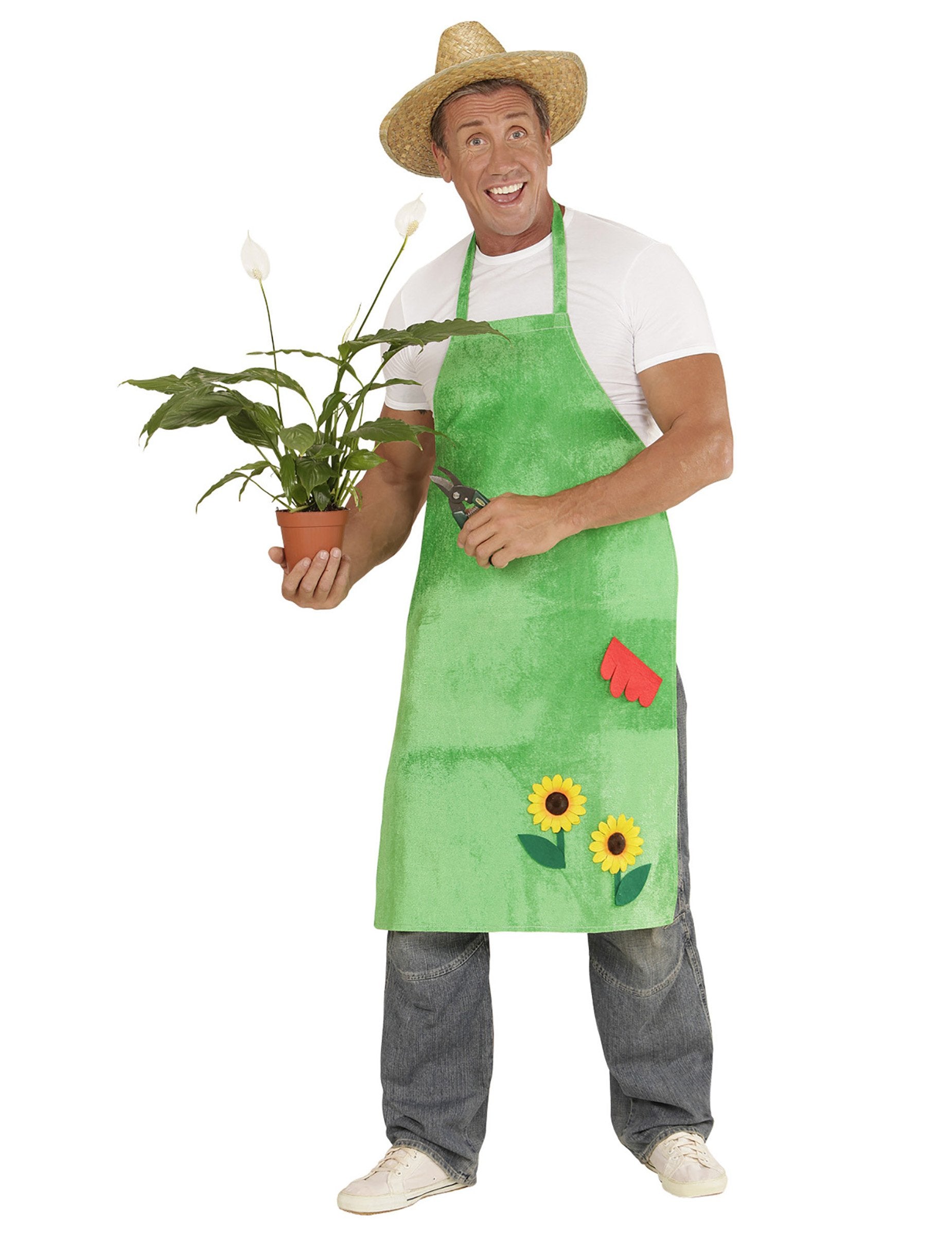 Blouse de jardinier pour adulte verte avec tournesols