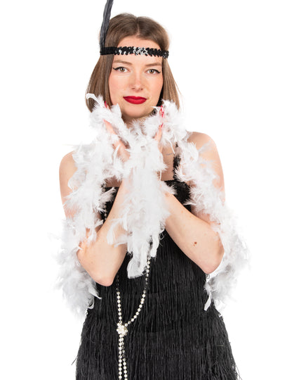Boa à plumes blanc 40g pour femme accessoire de fête