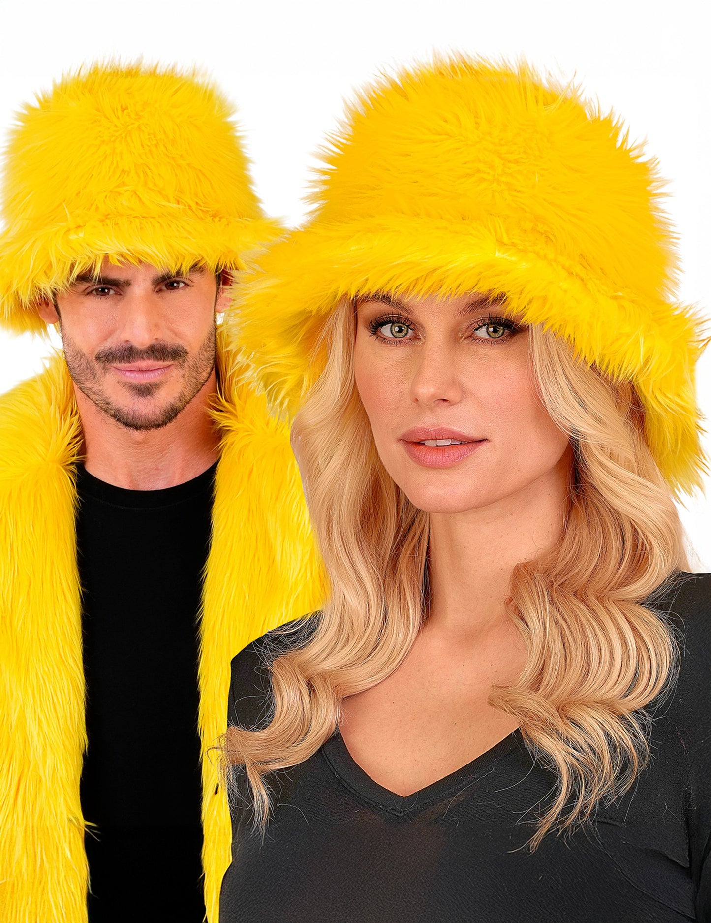 Žuti šešir od umjetnog krzna za odrasle 