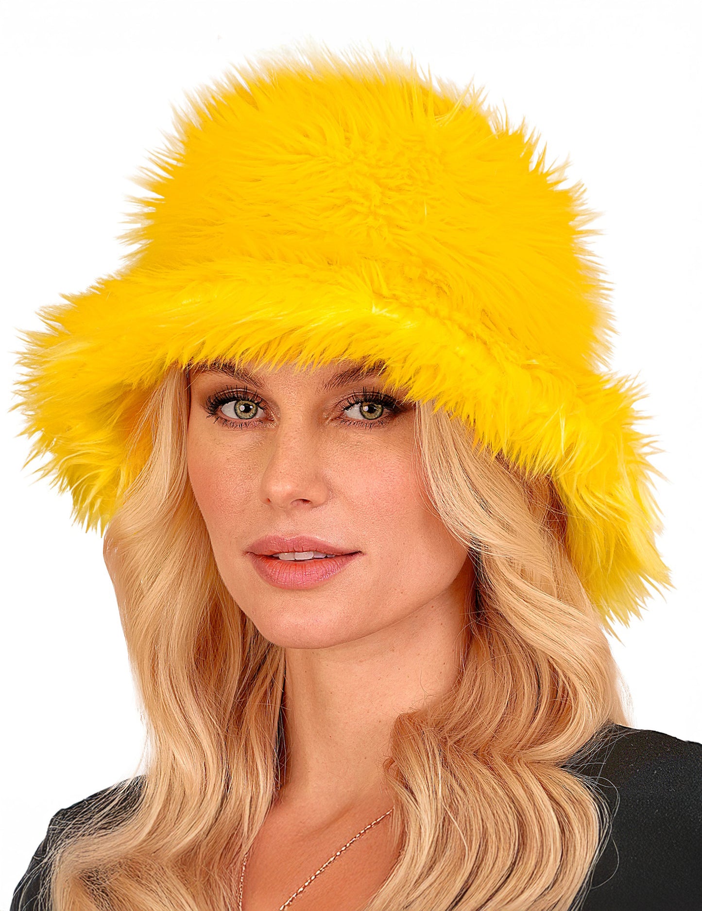 Žuti šešir od umjetnog krzna za odrasle 