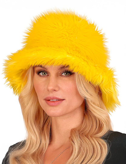 Žuti šešir od umjetnog krzna za odrasle 