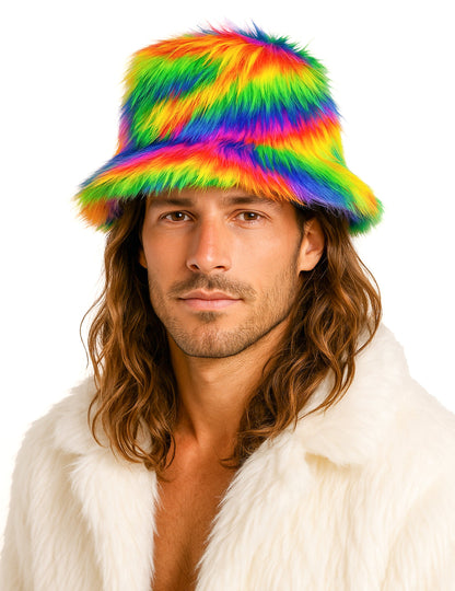 Višebojni šešir od umjetnog krzna za odrasle 