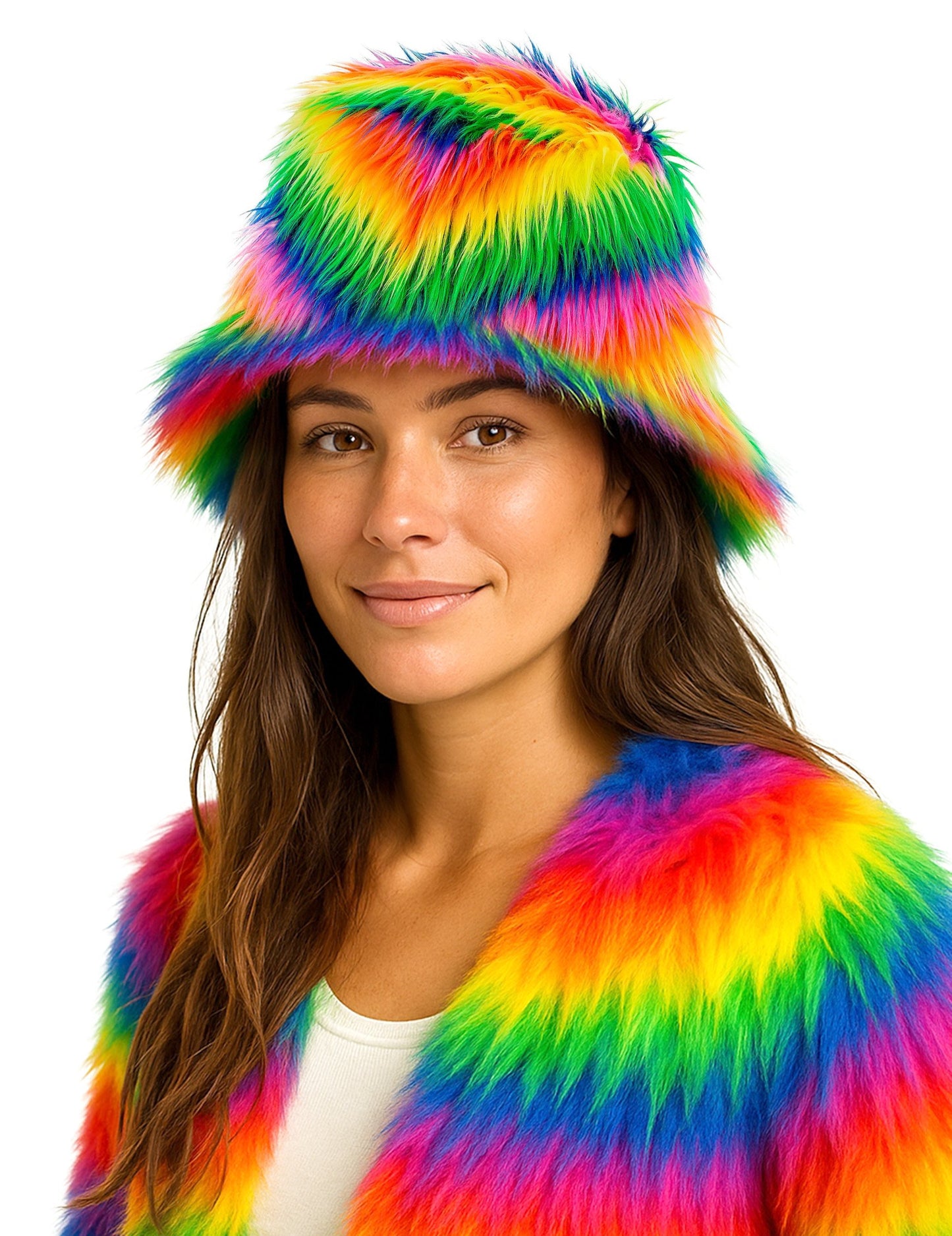 Višebojni šešir od umjetnog krzna za odrasle 