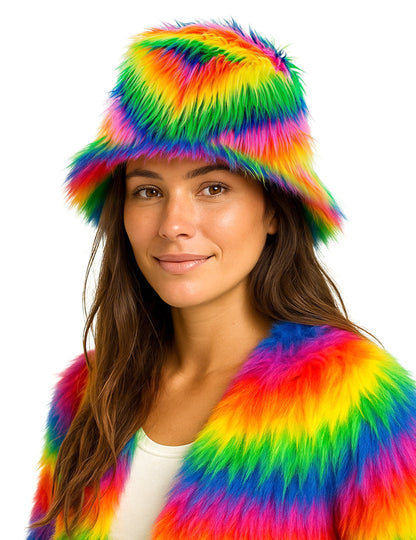 Višebojni šešir od umjetnog krzna za odrasle 