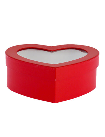 Crvena kartonska kutija u obliku srca s prozorčićem, 19,5 x 15,5 cm