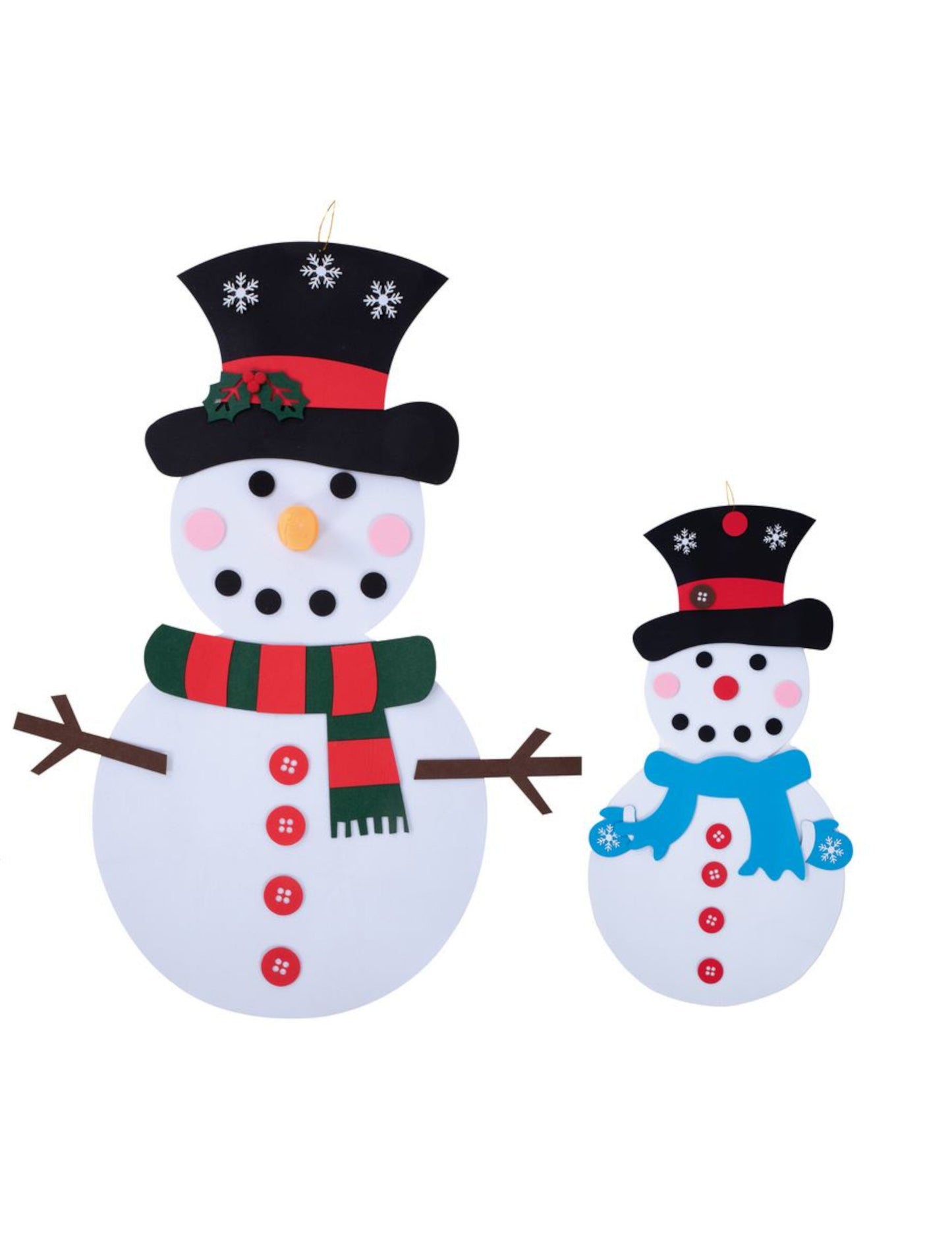 Snjegović s visećim ukrasima 50 x 98 cm u filcu