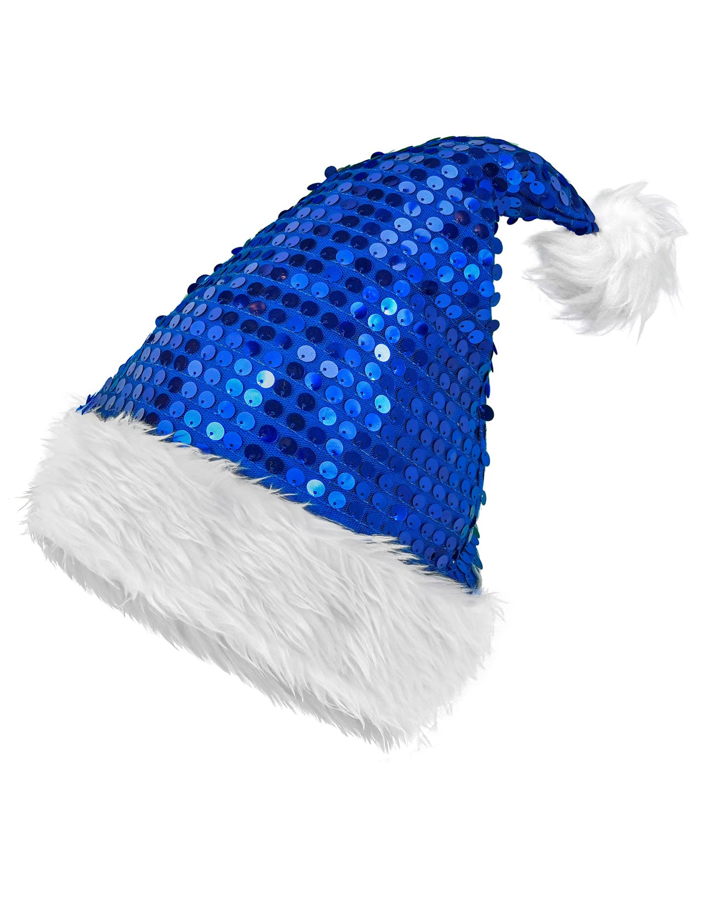 Plava šljokičasta božićna kapa za odrasle