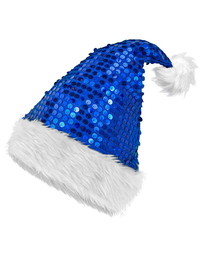 Plava šljokičasta božićna kapa za odrasle