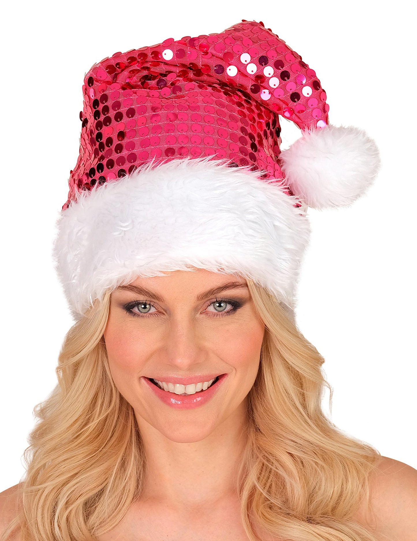 Božićna kapa za odrasle s ružičastim šljokicama