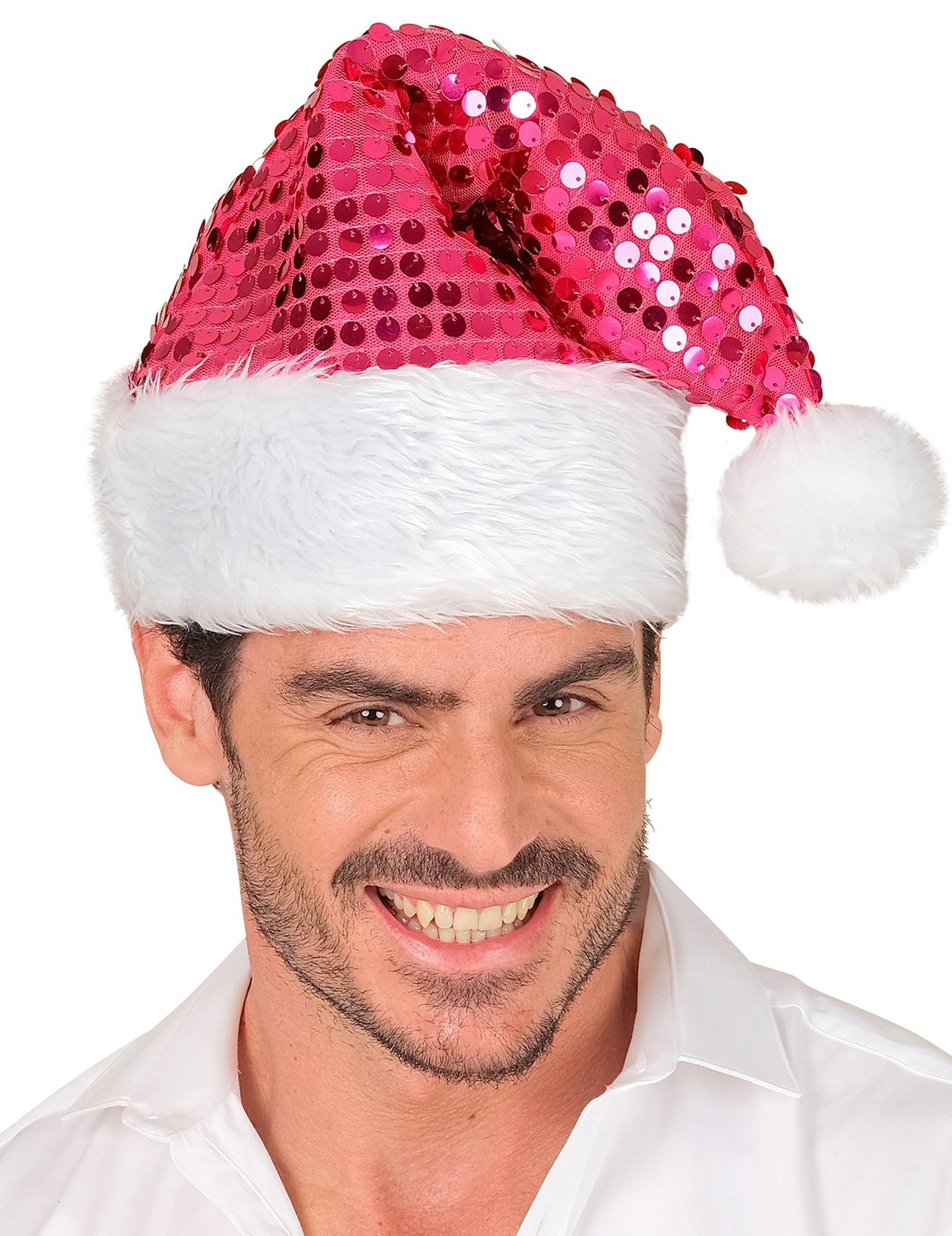 Božićna kapa za odrasle s ružičastim šljokicama