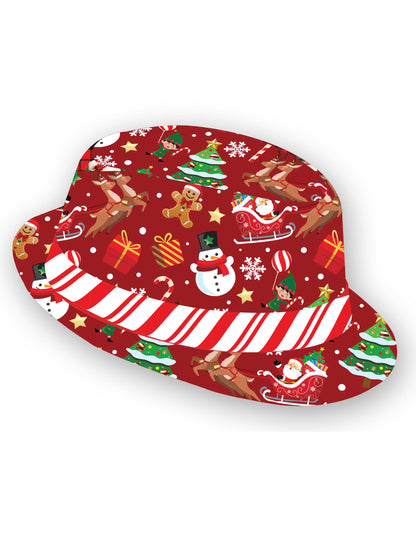 Odrasli crveni Borsalino s božićnim uzorcima