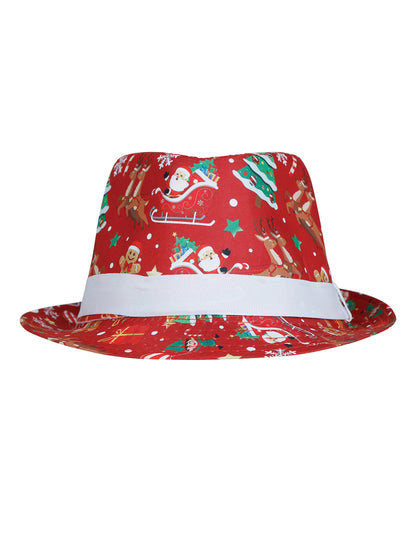 Odrasli crveni Borsalino s božićnim uzorcima