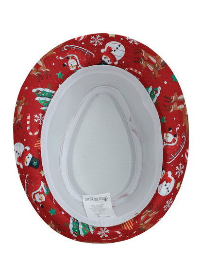 Odrasli crveni Borsalino s božićnim uzorcima