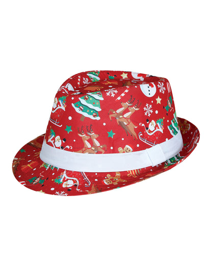 Odrasli crveni Borsalino s božićnim uzorcima