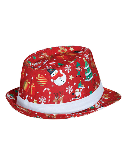 Odrasli crveni Borsalino s božićnim uzorcima