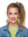 Boucles d'oreilles années 80 pour femme multicolores géométriques