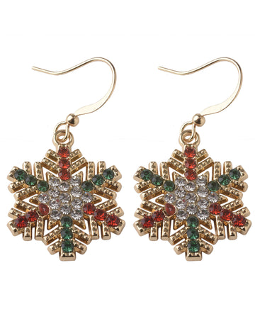 Naušnice pahulje za Božić s kristalićima 