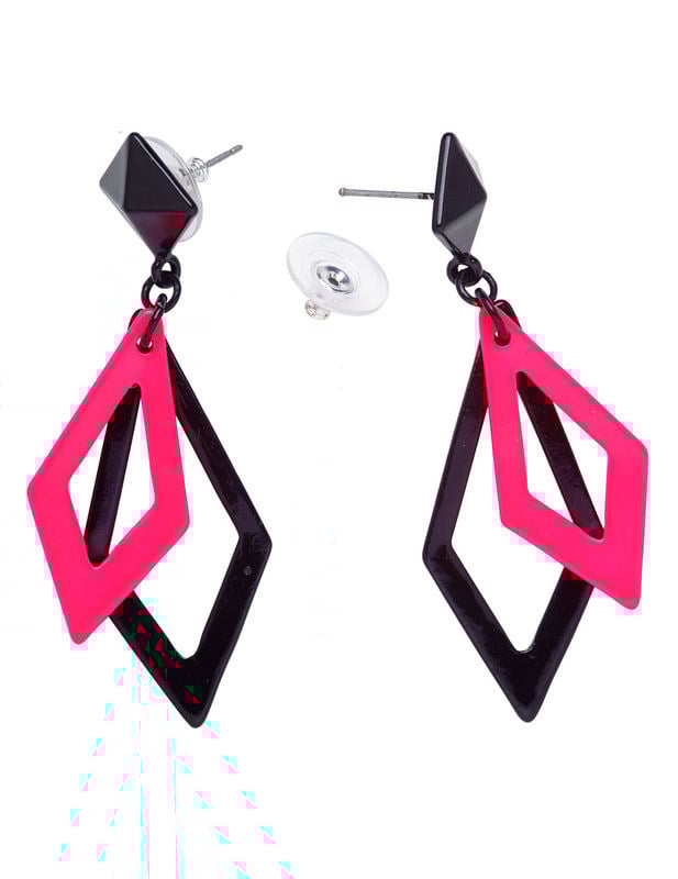 Ženske naušnice s crnim i ružičastim dijamantima