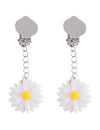 Boucles d'oreilles marguerites pour adulte blanches avec cœur jaune et attaches clips
