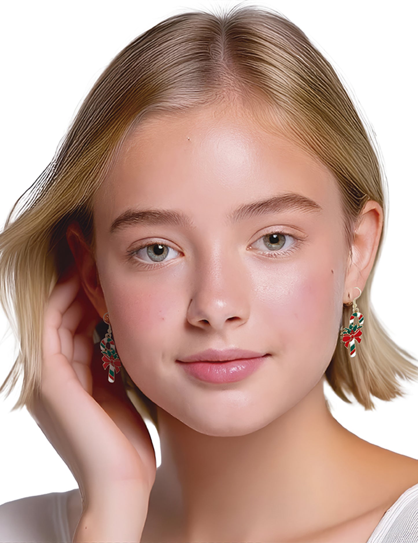 Božićne metalne naušnice u obliku bombona