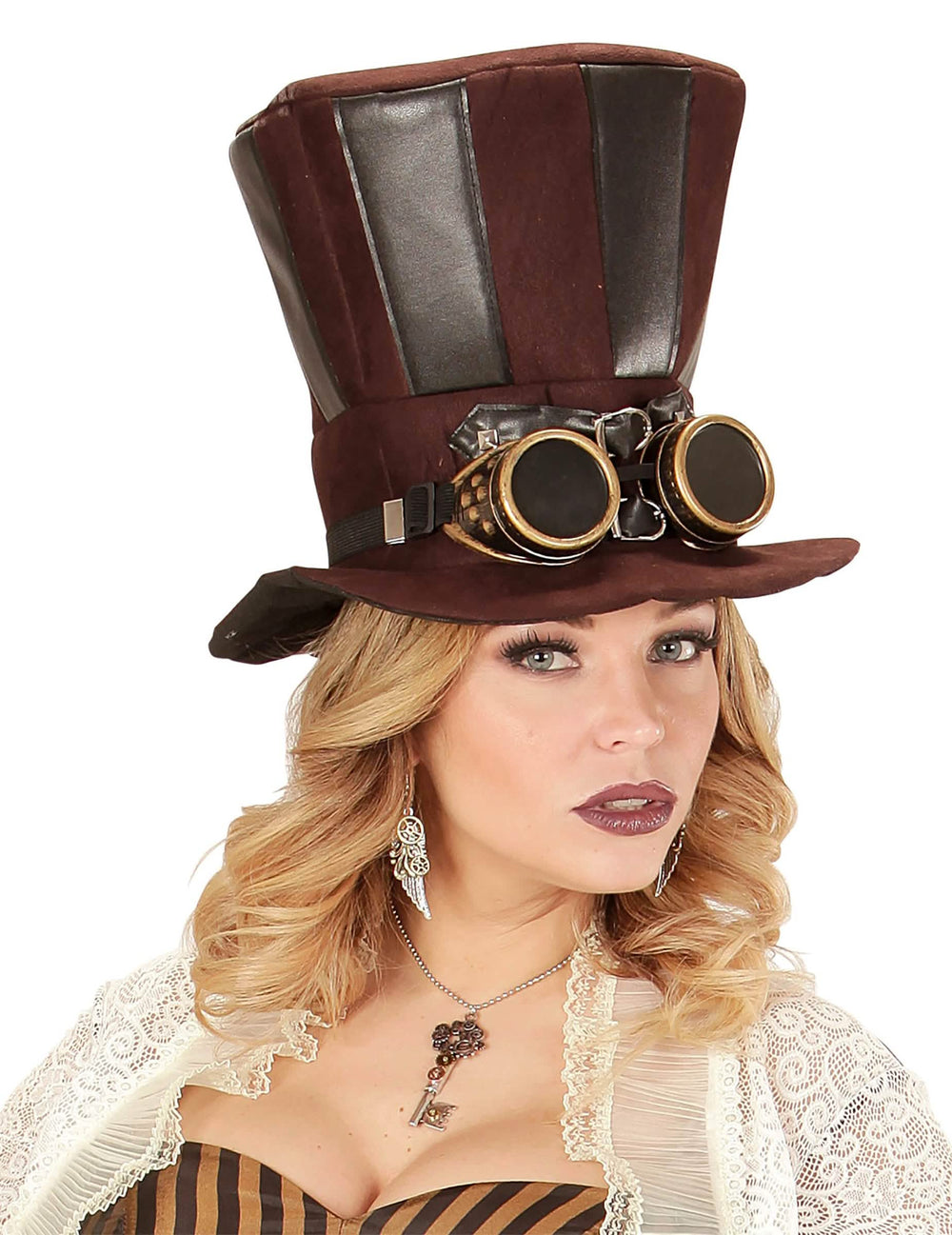 Detalji naušnica sa zupčanicima i perjem steampunk za odrasle