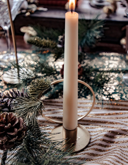 Zlatni metalni svijećnjak u obliku kruga 10 cm 