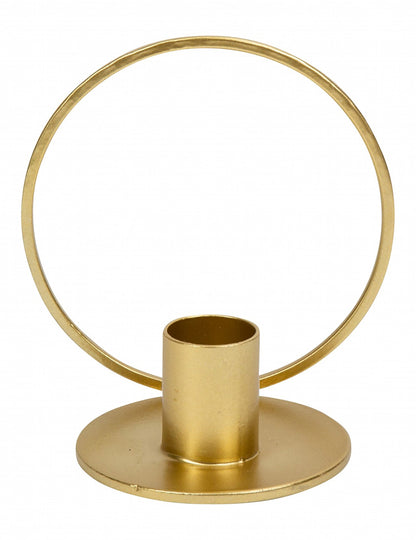 Zlatni metalni svijećnjak u obliku kruga 10 cm 