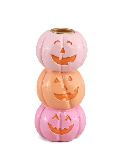 Dekorativni svijećnjak Summerween od smole s 3 nasmiješene bundeve 6,3 x 6,3 x 13 cm