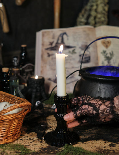 Crni stakleni držač svijeća 12 cm