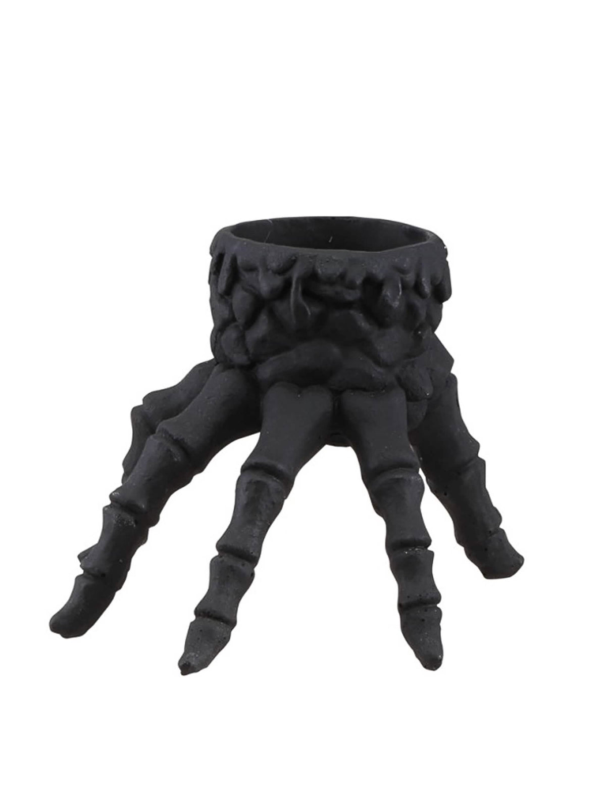 Bougeoir main squelette pour Halloween noire